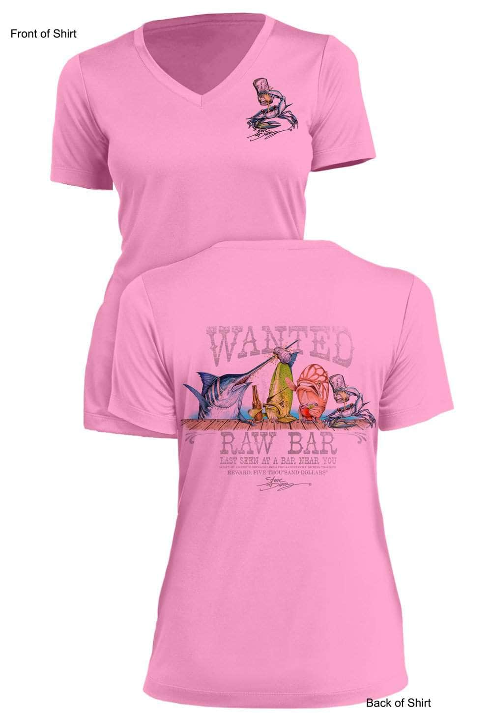 Raw Bar- Ladies Short Sleeve V-Neck-100% Polyester